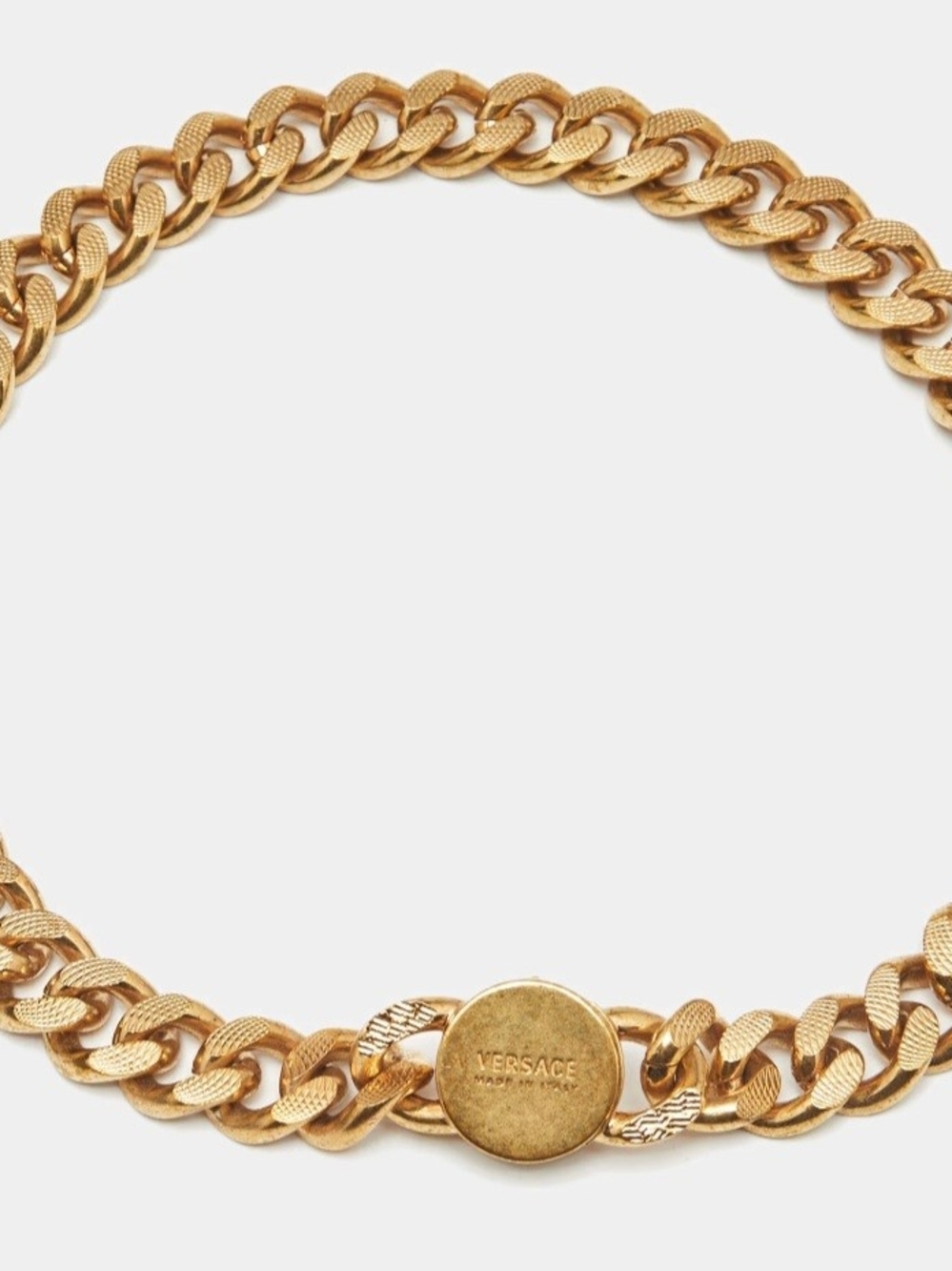 Versace Gold Chunky Curb Chain Necklace with Signature Medallion